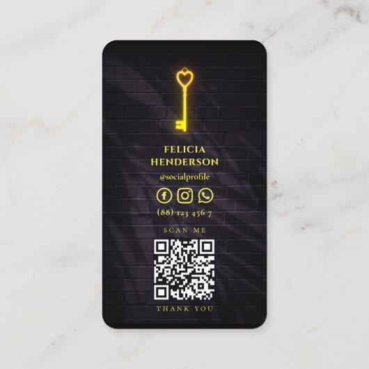 エステー実在トエージェント不動産仲介業者白熱［赤熱］光を放つラブ鍵 名刺 (裏面)