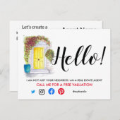 エステー実在トエージェントHELLOイエローフロントドア販売 案内ポストカード (正面/裏面)