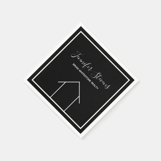 エステー実在トオープンハウス白黒マーケティング スタンダードカクテルナプキン (角)