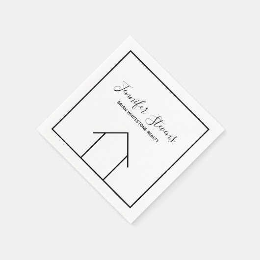 エステー実在トオープンハウス白黒不動産仲介業者 スタンダードカクテルナプキン (角)