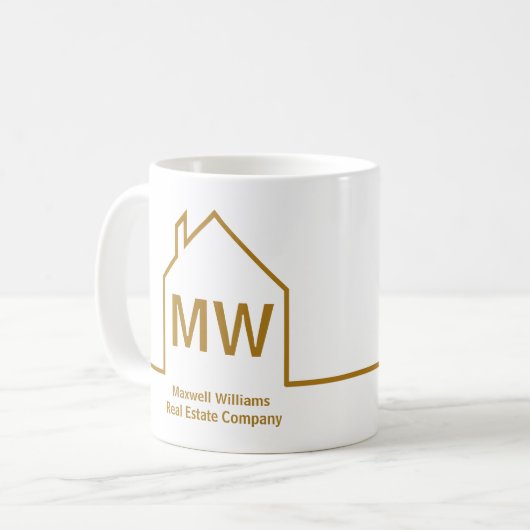 エステー実在トカンパニパーソナライズされたシック金ゴールド不動産仲介業者 コーヒーマグカップ (正面左)
