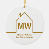 エステー実在トカンパニパーソナライズされたシック金ゴールド不動産仲介業者 セラミックオーナメント (正面)