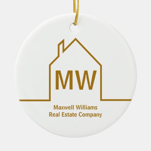 エステー実在トカンパニパーソナライズされたシック金ゴールド不動産仲介業者 セラミックオーナメント (正面)