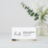 エステー実在トハウスメタリックロゴ |大理石トリム 名刺 (スタンド正面)