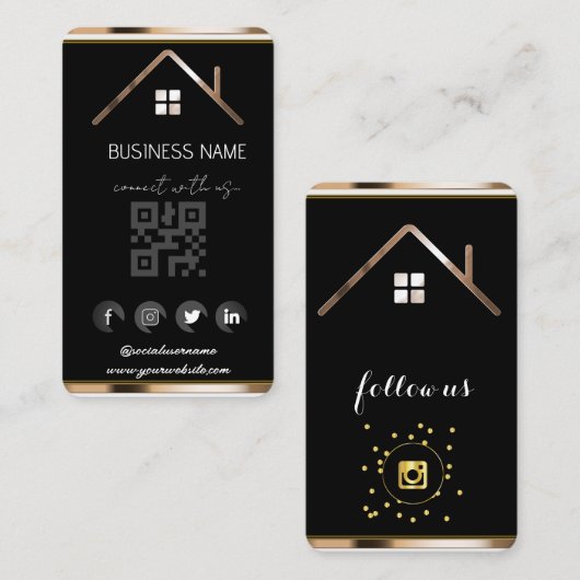 エステー実在トハウス – ソーシャルメディQRコード 名刺 (正面/裏面)