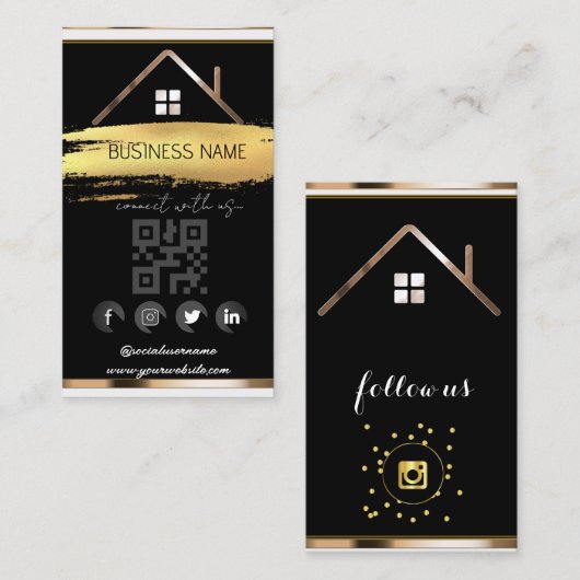 エステー実在トハウス – ソーシャルメディQRコード 名刺 (正面/裏面)