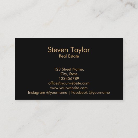 エステー実在トプロフェッショナルハウス不動産仲介業者金ゴールドブラック 名刺 (裏面)