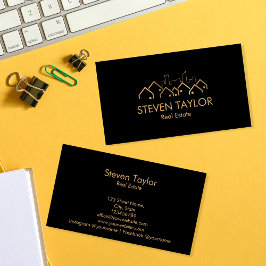 エステー実在トプロフェッショナルハウス不動産仲介業者金ゴールドブラック 名刺