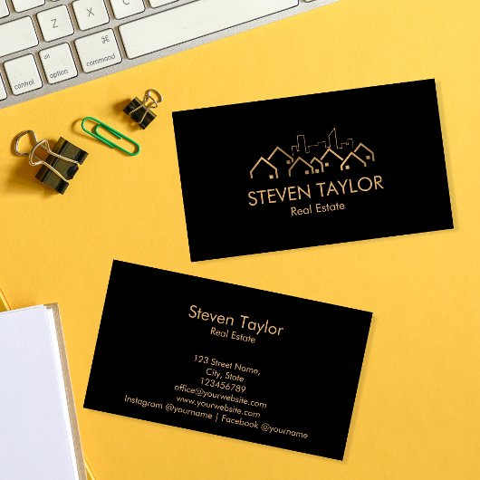 エステー実在トプロフェッショナルハウス不動産仲介業者金ゴールドブラック 名刺