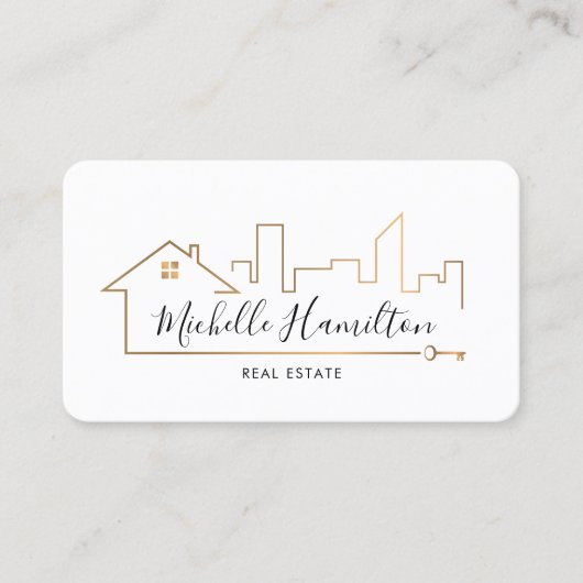 エステー実在トプロフェッショナルハウス不動産仲介業者金ゴールド写真 名刺 (正面)
