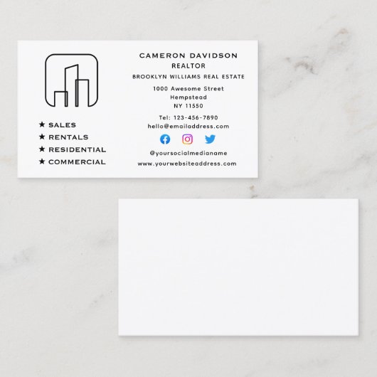 エステー実在ト代理不動産仲介業者ニューホームソーシャルメディア 名刺 (正面/裏面)