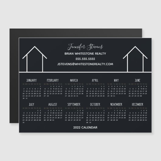 エステー実在ト会社ブラック2022カレンダーマグネット (正面/裏面)