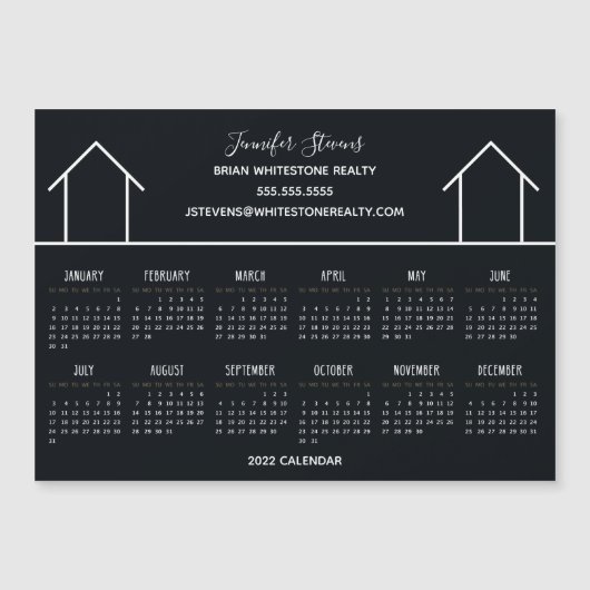 エステー実在ト会社ブラック2022カレンダーマグネット (正面)