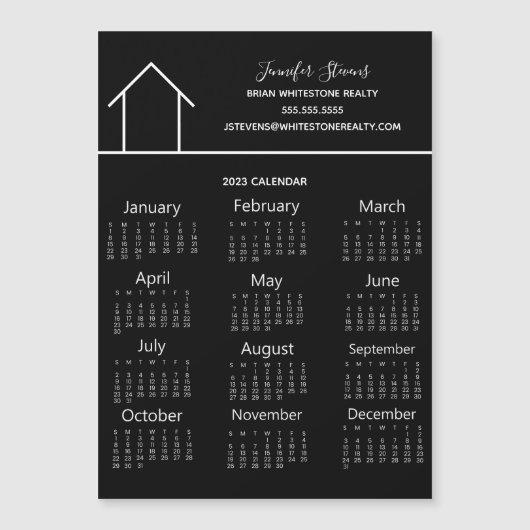 エステー実在ト会社ブラック2023カレンダーマグネット (正面)