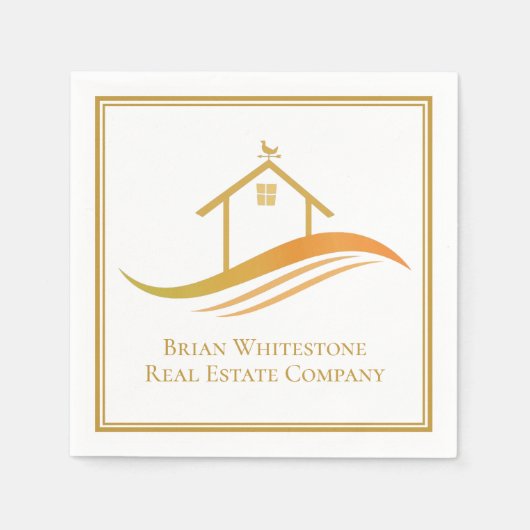 エステー実在ト会社金ゴールドオープンハウスカスタマイズ可能 スタンダードカクテルナプキン (正面)