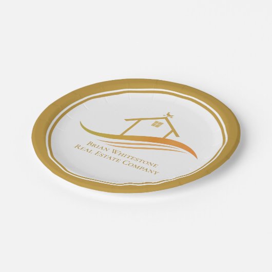 エステー実在ト会社金ゴールドオープンハウスカスタマイズ可能 ペーパープレート (アングル)