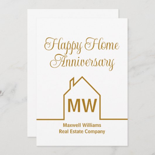 エステー実在ト会社金ゴールドホーム記念日カード (正面/裏面)
