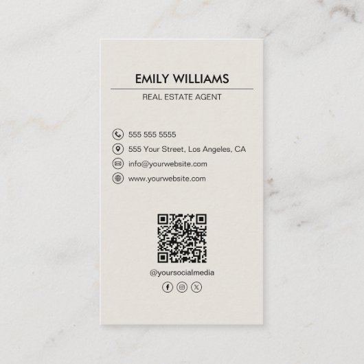 エステー実在ト写真QRコードSNS 名刺 (裏面)