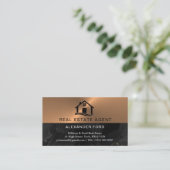 エステー実在ト剤銅金属金ゴールド大理石 名刺 (スタンド正面)