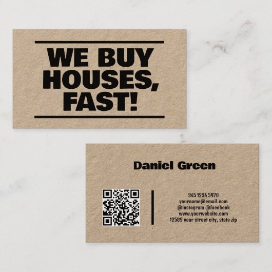 エステー実在トWeハ買ウスQRクラフト 名刺 (正面/裏面)