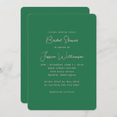 エステ名門私立校風のティックピンクとグリーンブライダルシャワー 招待状 (正面/裏面)