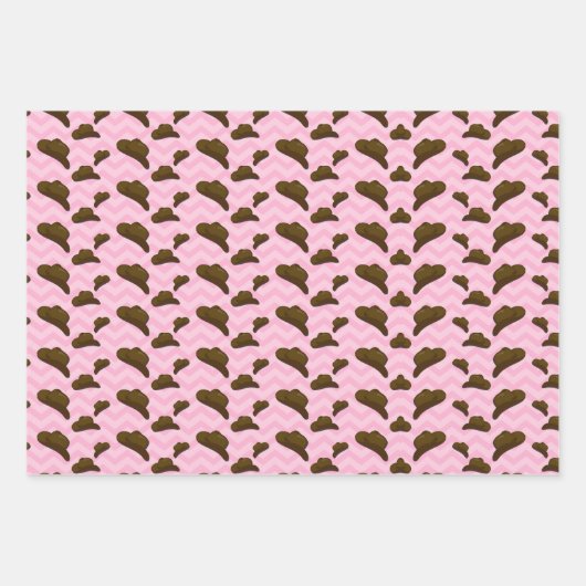 エステ名門私立校風のティックピンクカウボーイ女性のカーボーイ ラッピングペーパーシート (正面2)