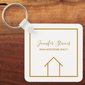 エステ実在ートエレガント金ゴールドカスタムオープンハウス不動産仲介業者 キーホルダー (正面)