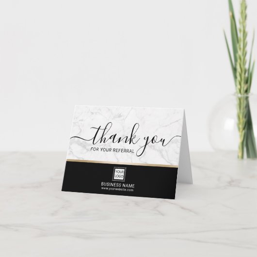 エステ実在ートエージェントトレンディーホワイトマーブル不動産仲介業者 サンキューカード (正面)