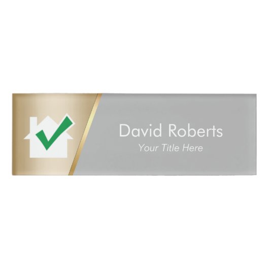 エステ実在ートエージェントハウスアイコンモダン金ゴールド 名札 (正面)