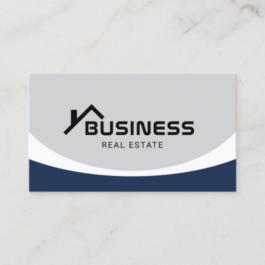 エステ実在ートエージェントハウスルーフタイポグラフィネイビーブルー 名刺 (正面)