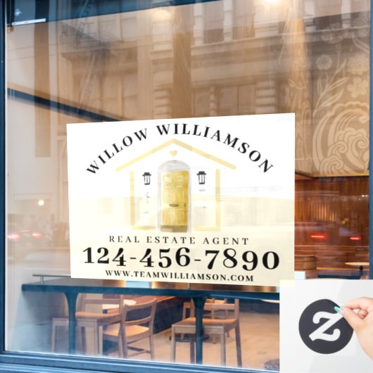 エステ実在ートエージェントハウス&イエローウォーターカラードア ウィンドウサイン (カフェ窓)