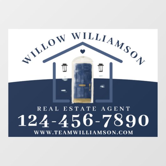 エステ実在ートエージェントハウス&ネイビーウォーターカラードア ウィンドウサイン (シート)