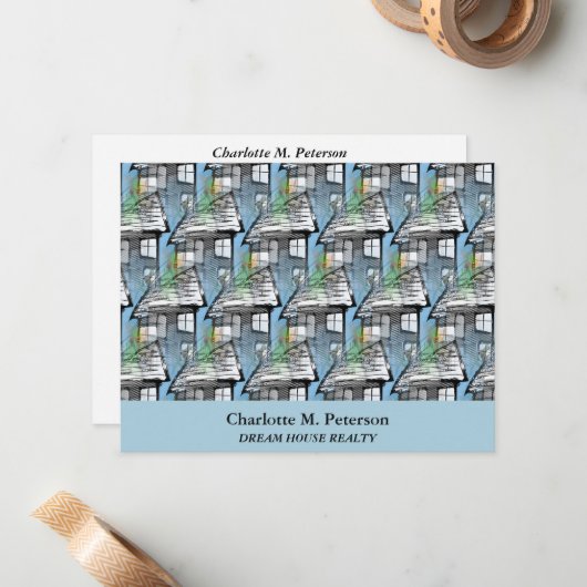 エステ実在ートエージェントブルーハウスパターン  ノートカード (正面/裏面インサイチュ)