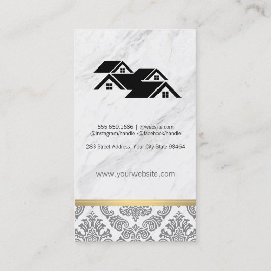 エステ実在ートエージェントルーフトップ大理石ダマスク金ゴールドトリム 予約カード (裏面)