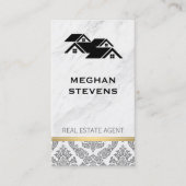 エステ実在ートエージェントルーフトップ大理石ダマスク金ゴールドトリム 予約カード (正面)