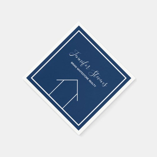 エステ実在ートオープンハウスネイビーブルーカンパニーマーケティング スタンダードカクテルナプキン (角)