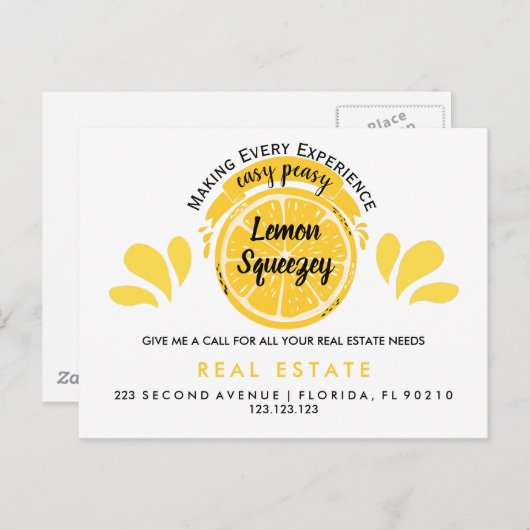 エステ実在ートオープンハウスポップ・アートのレモンバイハガキ 案内ポストカード (正面/裏面)