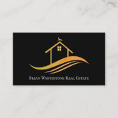 エステ実在ートカンパニーモダンシック金ゴールドブラック不動産仲介業者 名刺 (正面)