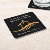 エステ実在ートシックブラック金ゴールドカスタムオープンハウス スクエアペーパーコースター (アングル)