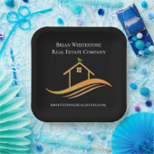 エステ実在ートシックブラック金ゴールドカスタムオープンハウス ペーパープレート (パーティー)