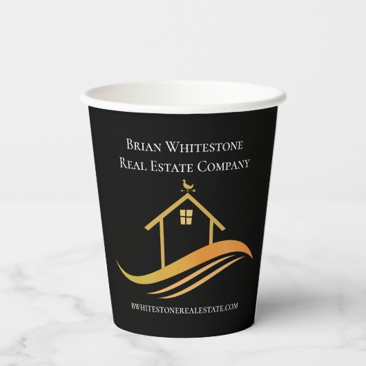 エステ実在ートシックブラック金ゴールドカスタムオープンハウス 紙コップ (裏面)
