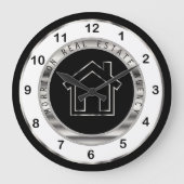 エステ実在ートデザイン(銀、白、黒) ラージ壁時計 (正面)