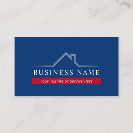 エステ実在ートハウスルーフロゴネイビーブルー不動産仲介業者 名刺 (正面)