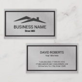 エステ実在ートハウスルーフロゴ不動産仲介業者メタリック 名刺 (正面/裏面)