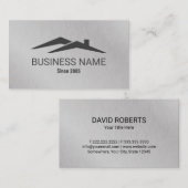 エステ実在ートハウスルーフロゴ不動産仲介業者メタリック 名刺 (正面/裏面)