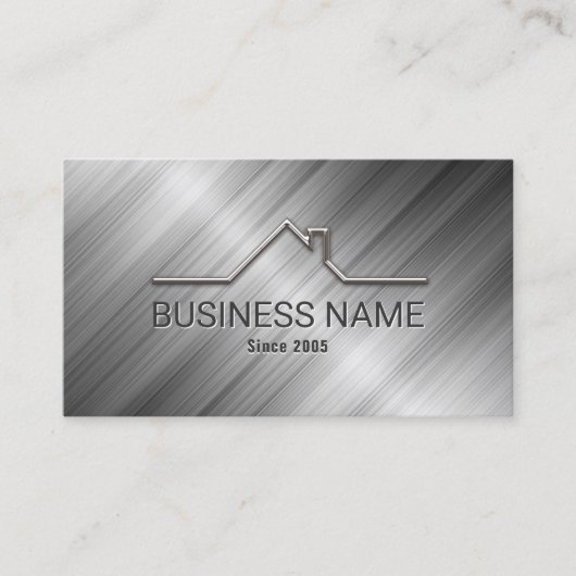 エステ実在ートハウスルーフロゴ不動産仲介業者メタリック 名刺 (正面)