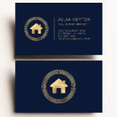 エステ実在ートハウスロゴギリシャ鍵フレームブルー金ゴールド 名刺