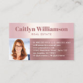 エステ実在ートピンクローズゴールドフォイルフォトエージェントハウス 名刺 (裏面)