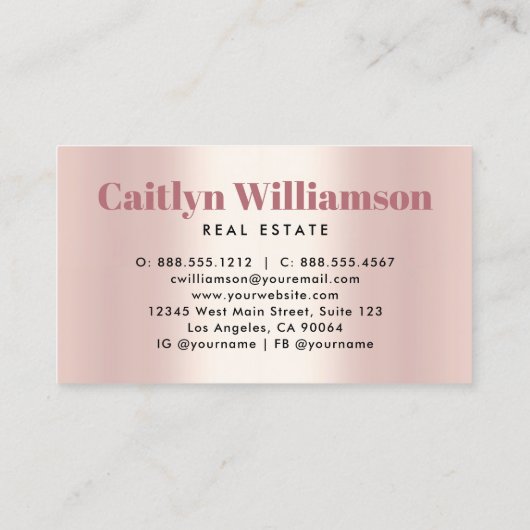 エステ実在ートブローカーハウスピンクローズ金ゴールドグリッター 名刺 (裏面)