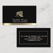 エステ実在ートブローカーハウスルーフ建物ブラック 名刺 (正面/裏面)